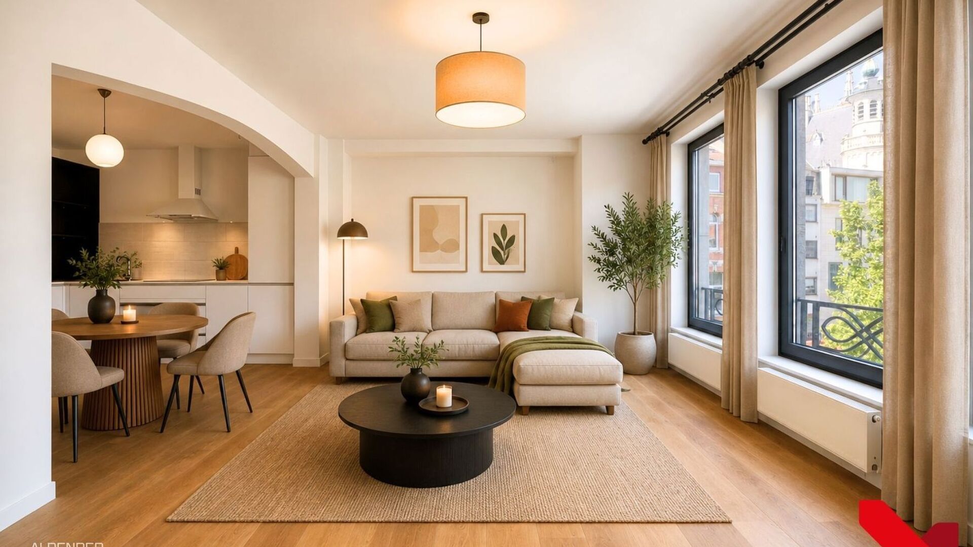 In het bruisende centrum van Leuven, met zicht op het levendige Rector De Somerplein en de Sint-Pieterskerk, bevindt zich dit volledig vernieuwde appartement met &eacute;&eacute;n slaapkamer.

De grote troef van dit appartement is zonder twijfel de open leefruimte me