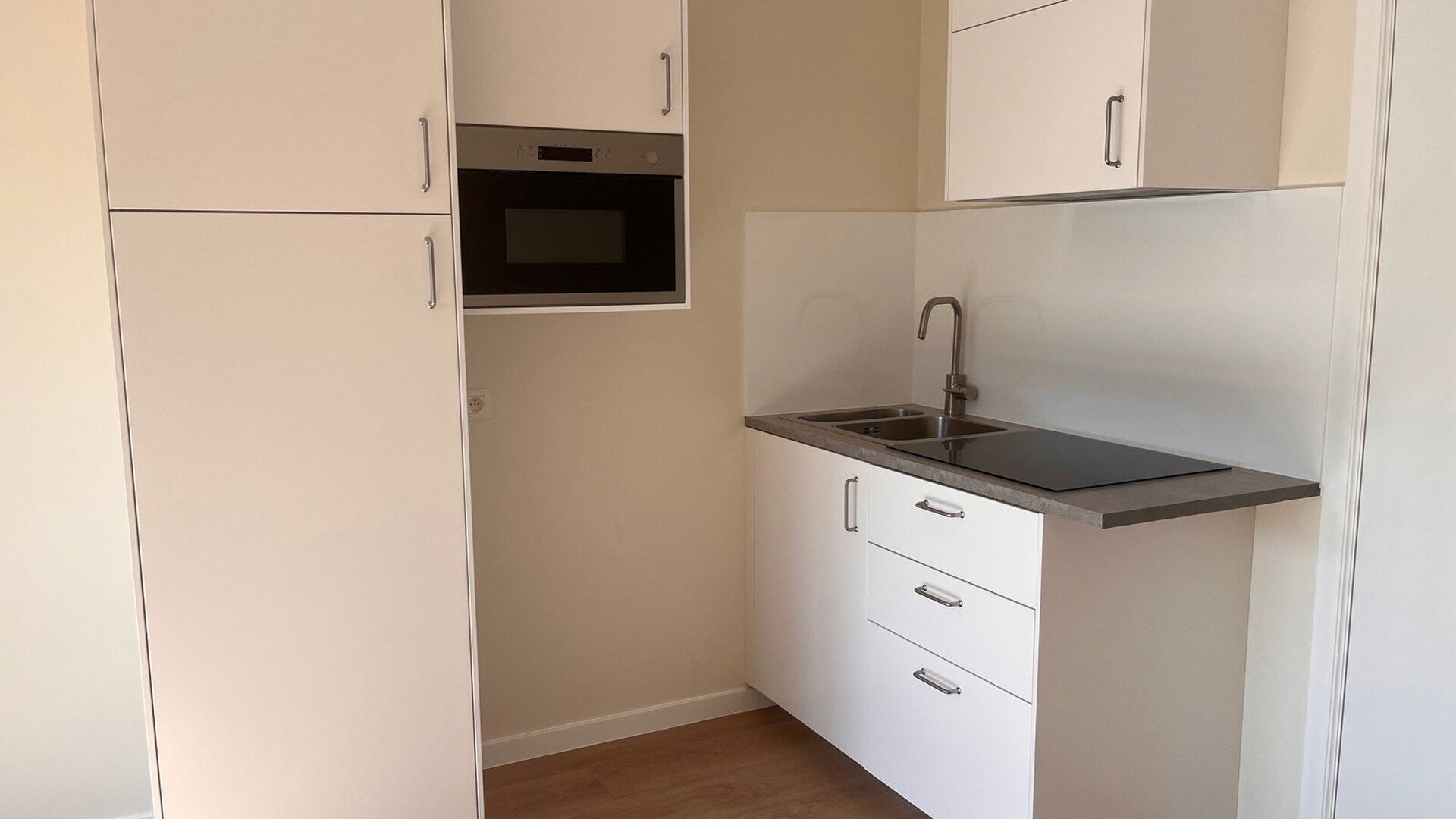 Only students
The studio is located on the third floor of the building, (where there is also an elevator) and includes living/sleeping area with bed, desk, closet, bookshelf, kitchenette and bathroom with shower, sink and WC. 
Recently, the studio was als